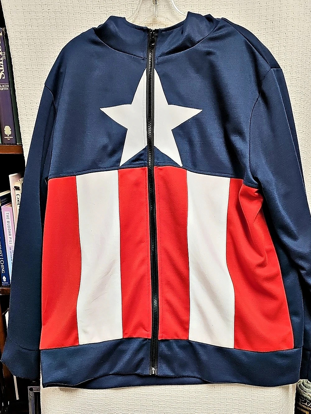 Marvel Captain America Costume Zip-Up Hoodie with Mask Hood
